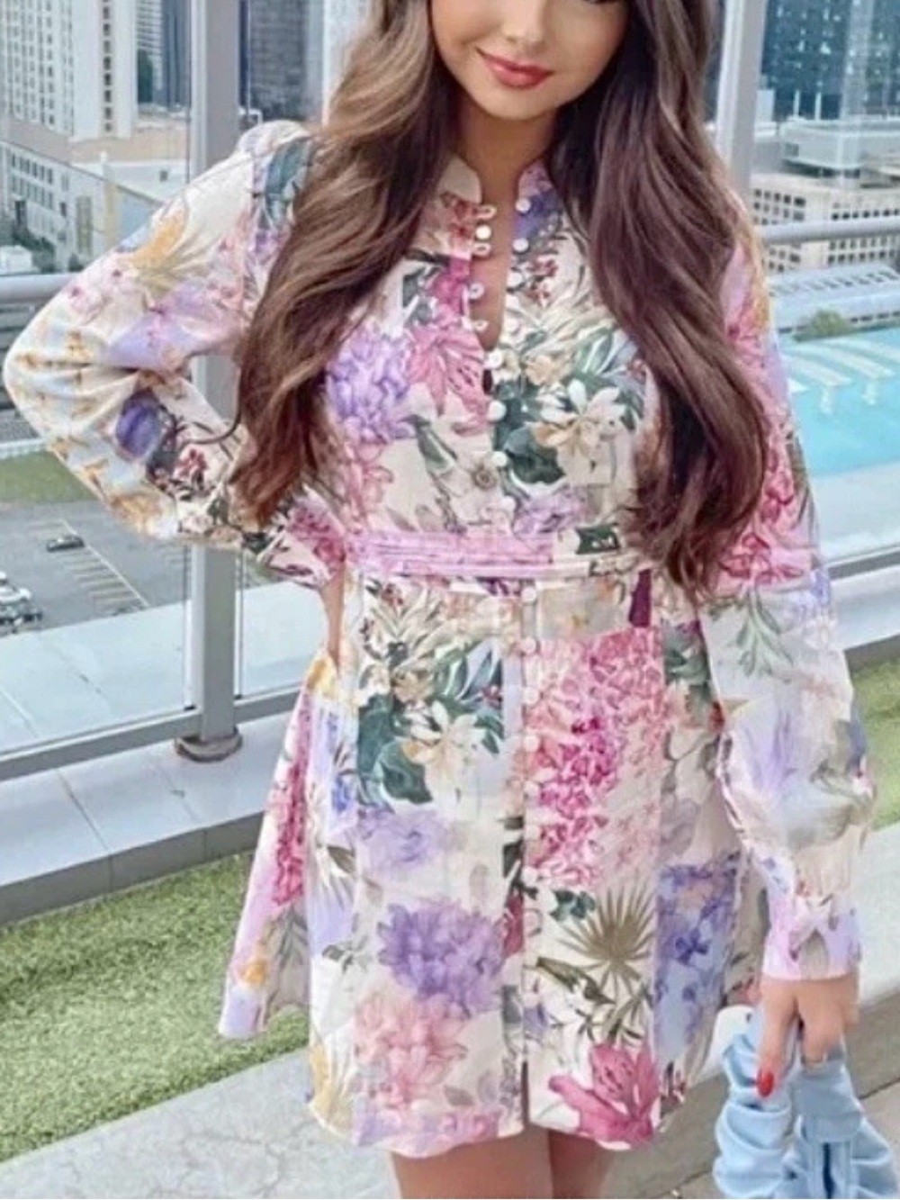 Zara Pink Floral Print Belted Mini Dress Linen Summer Outfit Small NWT